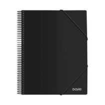 Dohe Carpeta con 40 Fundas Tamaño A4 - Tapa de Polipropileno Opaco 800 Micras - Fundas Transparentes 80 Micras - Espiral de Plastico Color y Gomas Elasticas a Juego