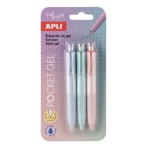Apli Pocket Gel Blister de 3 Mini Boligrafos de Tinta Gel Retractiles - Tinta Color Azul - Cuerpo de Diferentes Colores Pastel