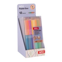 Apli Pastel Duo Expositor con 6 Packs de 12 Lapices de Colores de Doble Punta - Forma Triangular - Colores Pastel Surtidos