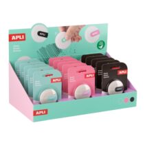 Apli Expositor con 15 Gomas de Borrar - Forma Redonda - Sin PVC - Color Blanco con Detalle en Verde