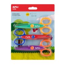 Apli Kids Pack con 3 Tijeras Escolares Creativas 13.5cm - 3 Cortes Distintos: Curva