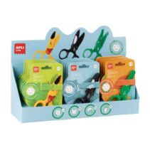 Apli Kids Expositor con 18 Tijeras Preescolares 12cm - Sistema de Seguridad que Evita Cortes en la Piel