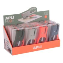 Apli Neon Expositor con 16 Grapadoras de Tenaza con 50 Grapas Nº10 cada Una - Capacidad de Grapado 12 Hojas - Diseño Ergonomico - Colores Surtidos
