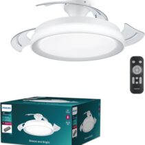 Philips Bliss DC Fan Ceiling Ventilador de Techo con Luz LED Hasta 6500K - Aspas Retractiles - 35W Ventilador + 28W Luz - Sparkle -  Mando a Distancia - Color Blanco