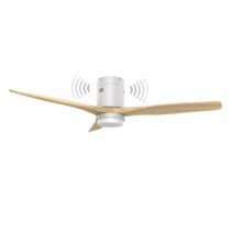 Energy Sistem SoundAir Speaker Ventilador de Techo con Luz - Motor DC - Altavoz 5W - Modo Sleep y Modo Breeze - Luz LED 1800lm con 3 Tonos de Temperatura - Mando a Distancia - Color Blanco/Madera