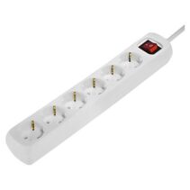 Hama Regleta Alimentacion con 6 Tomas - Cable 1.4m - Interruptor de Encendido - 33.7x5.5x4.7cm - Color Blanco