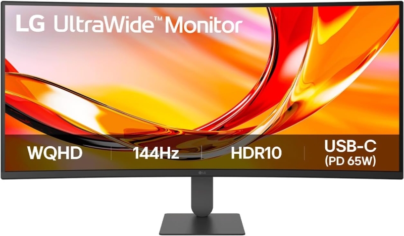 LG Ultrawide Monitor 34" Curvo 1800R VA QHD 144Hz HDR10 AMD FreeSync Premium - Respuesta 5ms - 21:9 - Ajustable en Altura