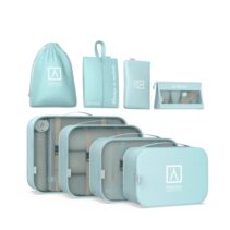 Numada Midweek A80 Pack de 8 Organizadores de Maleta - Poliester Impermeable - Malla Semitransparente - Cremallera con Doble Tirador - Color Azul