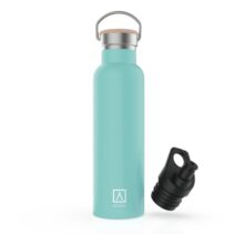 Numada Mibbot Mint Botella Termica - Capacidad de 600ml - Tapon Deportivo - Bolsa de Neopreno - 5 Capas - Libre de BPA - Boca Ancha - Cierre Estanco - 26.2x7.1cm - Color Menta