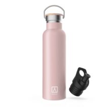Numada Mibbot Crepe Botella Termica - Capacidad de 600ml - Tapon Deportivo - Bolsa de Neopreno - 5 Capas - Libre de BPA - Boca Ancha - Cierre Estanco - 26.2x7.1cm - Color Rosa
