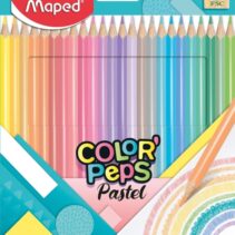 Maped Color´Peps Pastel Pack de 24 Lapices de Colores Triangulares - Mina Suave - Madera Certificada FSC - Colores Pastel Surtidos