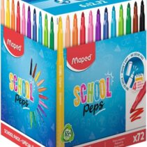 Maped Color`Peps Longlife School Pack de 72 Rotuladores con Punta Media Bloqueada 3.7mm - Tinta Lavable - Colores Surtidos