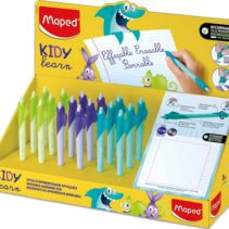 Maped Kidy Lern Magic Expositor con 18 Boligrafos Borrables con Guia para Dedos - Modelos Tiburon
