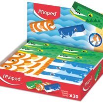 Maped Expositor de 20 Gomas de Borrar con 3 Diseños de Animales - Forma Rectangular - Sin Ftalatos - Colores Surtidos