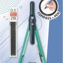 Maped Duo+Pen Pack de Compas Duo + Cajita de Minas - Compas que se puede Utilizar como Portaminas - Clip de Bolsillo - Colores Surtidos Aleatorios