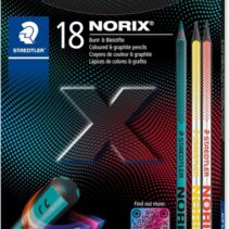 Staedtler Norix 186 Pack de 16 Lapices de Colores HB + 2 Lapices de Grafito - Madera Negra - Mina de Grafito - Diseño Inteligente - Para Escribir