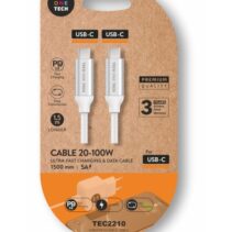 TechOneTech Cable USB-C Macho a USB-C Macho 1m - Recubierto de Nylon Trenzado Blanco