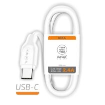 TechOneTech Cable BASIK USB-A Macho a USB-C Macho 1m - Recubierto Nylon Trenzado Blanco