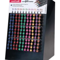 Uni-ball PIN Expositor con 168 Rotuladores de Colores y Calibrados Surtidos - Punta Poliacetal - Tinta Pigmentada Resistente al Agua y Luz