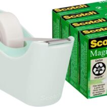 Scotch C18 Pack de Dispensador de Cinta Adhesiva + 4 Cintas Adhesivas Scotch Magic - Para Cintas de hasta 19mm x 33m - Color Verde Menta
