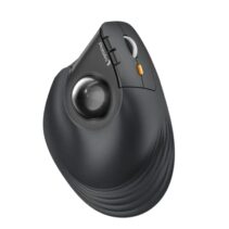 ProtoArc EM05 NL Raton Vertical Trackball Ergonomico Inalambrico - 1600 dpi -  Bluetooth + 2.4Ghz - Bateria Recargable - Multidispositivo - Color Negro y Naranja