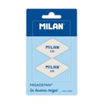 Milan 230 Pack de 2 Gomas de Borrar Romboides - Miga de Pan - Suave Caucho Sintetico - Color Blanco