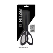 Milan Shadow Tijeras de Oficina de 20cm - Mango Ergonomico - Hoja de Acero Inoxidable - Color Negro