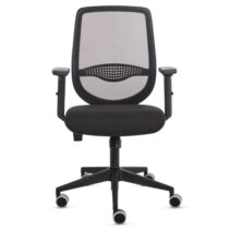 Fellowes Fluenza Silla de Oficina - Respaldo de Malla Transpirable - Reposabrazos Acolchados 2D - Ajuste por Elevacion de Gas - Tejido Ignifugo y Ruedas de 65mm - Color Negro
