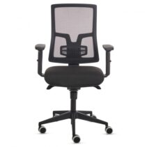 Fellowes Eleganza Silla de Oficina - Respaldo de Malla Transpirable Ajustable en Altura - Soporte Lumbar Ajustable - Reposabrazos Acolchados 2D - Ajuste por Elevacion de Gas - Tejido Ignifugo y Ruedas de 65mm - Color Negro