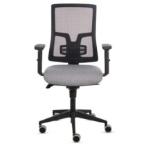 Fellowes Eleganza Silla de Oficina - Respaldo de Malla Transpirable Ajustable en Altura - Soporte Lumbar Ajustable - Reposabrazos Acolchados 2D - Ajuste por Elevacion de Gas - Tejido Ignifugo y Ruedas de 65mm - Color Gris/Negro