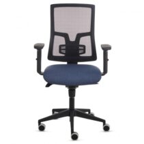Fellowes Eleganza Silla de Oficina - Respaldo de Malla Transpirable Ajustable en Altura - Soporte Lumbar Ajustable - Reposabrazos Acolchados 2D - Ajuste por Elevacion de Gas - Tejido Ignifugo y Ruedas de 65mm - Color Azul/Negro