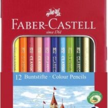 Faber-Castell Classic Colour Caja Metalica con 12 Lapices de Colores Hexagonales - Resistencia a la Rotura - Colores Surtidos
