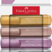Faber-Castell Textliner 46 Pack de 4 Marcadores Metalizados - Punta Biselada - Trazo entre 1mm y 5mm - Tinta con Base de Agua - Colores Pastel Surtidos