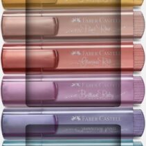 Faber-Castell Textliner 46 Pack de 8 Marcadores Metalizados - Punta Biselada - Trazo entre 1mm y 5mm - Tinta con Base de Agua - Colores Pastel Surtidos