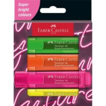 Faber-Castell Textliner 46 Ed. Genz Superfluorescente Pack de 4 Marcadores Fluorescentes - Punta Biselada - Trazo entre 1mm y 5mm - Tinta con Base de Agua - Colores Surtidos