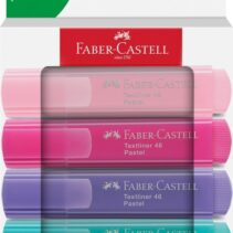 Faber-Castell Textliner 46 Pack de 4 Marcadores Pastel - Punta Biselada - Trazo entre 1mm y 5mm - Tinta con Base de Agua - Colores Pastel Surtidos