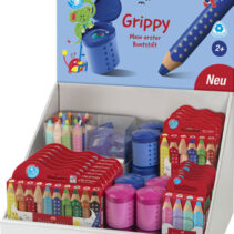 Faber-Castell Grippy Expositor Surtido de la Coleccion Grippy - Incluye Lapices de Colores en Diferentes Packs y Sacapuntas Simples y con Deposito