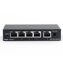 Ruijie RG-ES105GD Switch No Gestionado - 5 Puertos - Velocidad hasta 1Gbps - Carcasa en Acero - Color Negro