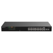 Ruijie RG-ES118FGS-LP Switch - 16 Puertos Ethernet hasta 100Mbps - 2 Puertos Gigabit Rj45/SFP Combo - PoE/PoE+ hasta 120W - Carcasa de Acero - Color Negro