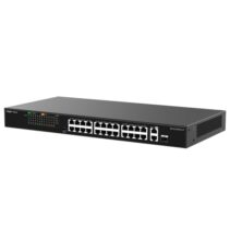 Ruijie RG-ES126FGS-LP Switch - 24 Puertos Ethernet hasta 100Mbps - 1X Uplink hasta 1Gbps - 1X Rj45/SFP Combo hasta 1Gbps - PoE/PoE+ hasta 180W - Carcasa de Acero - Color Negro
