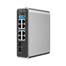 Ruijie RG-NIS2100-8GT2SFP-HP Switch Industrial - 8 Puertos Ethernet hasta 1Gbps - 2x SFP 1Gbps - PoE+/PoE++ - Gestionado en la Nube - Color Negro y Gris