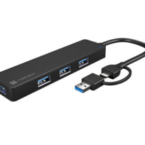 Natec Mayfly Hub USB-C - 4 Puertos USB 3.0 - Adaptador USB-C a USB-A - Color Negro