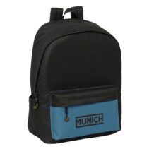 Safta Munich Mochila para Portatiles hasta 15.6" - Bolsillo para Tablet hasta 11" - Antirrobo - Asa de Mano - Conector USB - Cremallera - Doble Tirador - Acolchada - 31x44x18cm - Color Negro y Azul