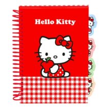 Safta Hello Kitty Bloc de Notas - Formato A5 - 80 Hojas de 80 g/m2 - Espiral - Tapas Duras - 4 Separadores Interiores - 14.8x2.1cm - Color Rojo y Blanco