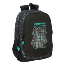 Safta Minecraft Screen Mochila - 23L - Adaptable a Carro - Espalda Acolchada - Portabotellas - Cremallera con Doble Tirador - Asa de Mano - Hombreras Ergonomicas - 32x44x16cm - Color Negro