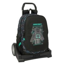 Safta Minecraft Screen Mochila con Carro - Extraible - 23L - Portabotellas - Cremallera con Doble Tirador - Asa de Mano - Espalda Acolchada Antisudor - 32x44x16cm - Color Negro