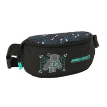 Safta Minecraft Screen Bolsa de Cintura - Cremallera - Cintas Ajustables - Cierre de PVC - 23x14x9cm - Color Negro