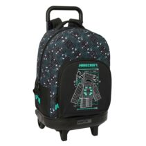 Safta Minecraft Screen Mochila con Carro - Extraible - 33L - Portabotellas - Tarjeta de Identificacion Personal - Cremallera con Doble Tirador - Asa de Mano - Bolsillo Frontal - 33x45x22cm - Color Negro