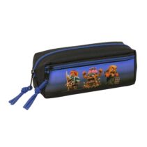 Safta Brainrot Portatodo - 3 Compartimentos con Cremallera - Goma Elastica - Compacto - 22x8.5x6cm - Color Negro y Azul