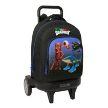 Safta Brainrot Mochila con Carro - Extraible - 33L - Portabotellas - Tarjeta de Identificacion Personal - Ruedas Antivibracion - Doble Tirador - Asa - Bolsillo Frontal - 33x45x22cm - Color Negro y Azul